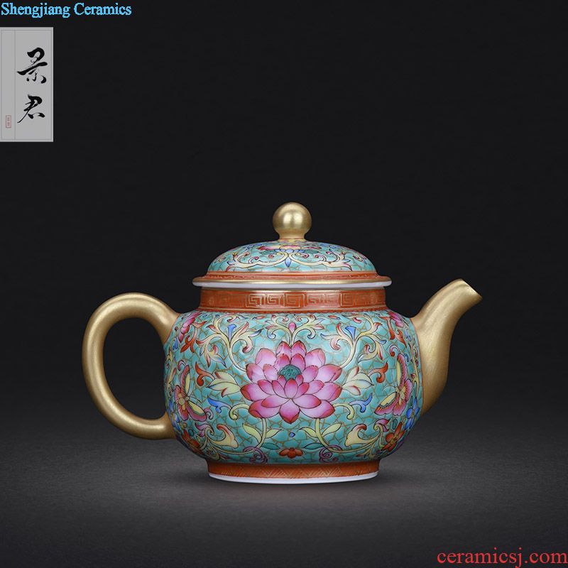 Jingdezhen ceramics enamel colors lotus flower ruyi bats grain storage POTS of tea caddy tea set