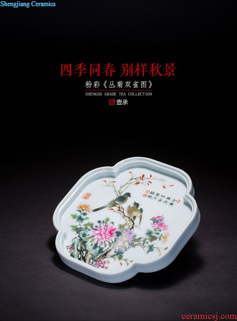 A clearance rule Ceramic tea pot enamel colors lotus flower ruyi bats grain tea POTS storehouse of jingdezhen tea service