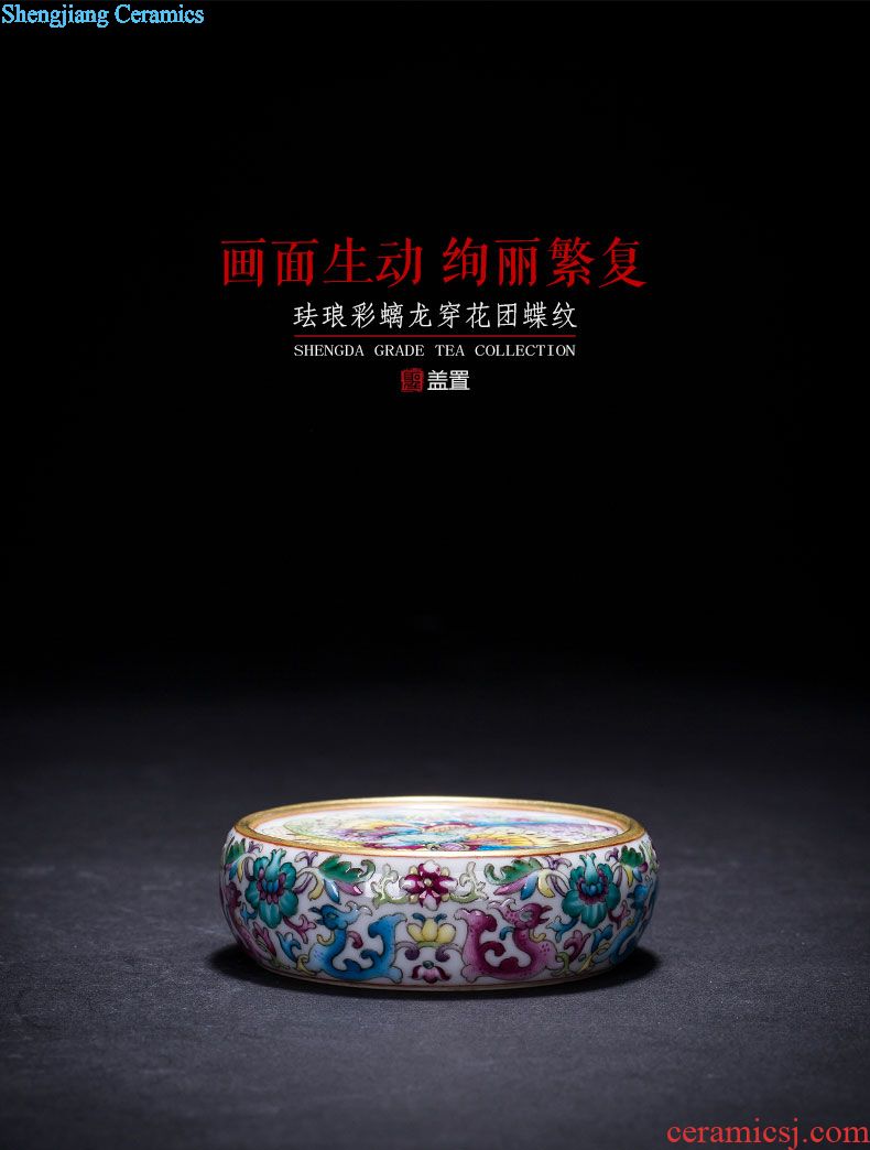 The big four omen inkpad box of jingdezhen ceramic yellow colored enamel bound to branch flowers butterfly tattoo ink pad