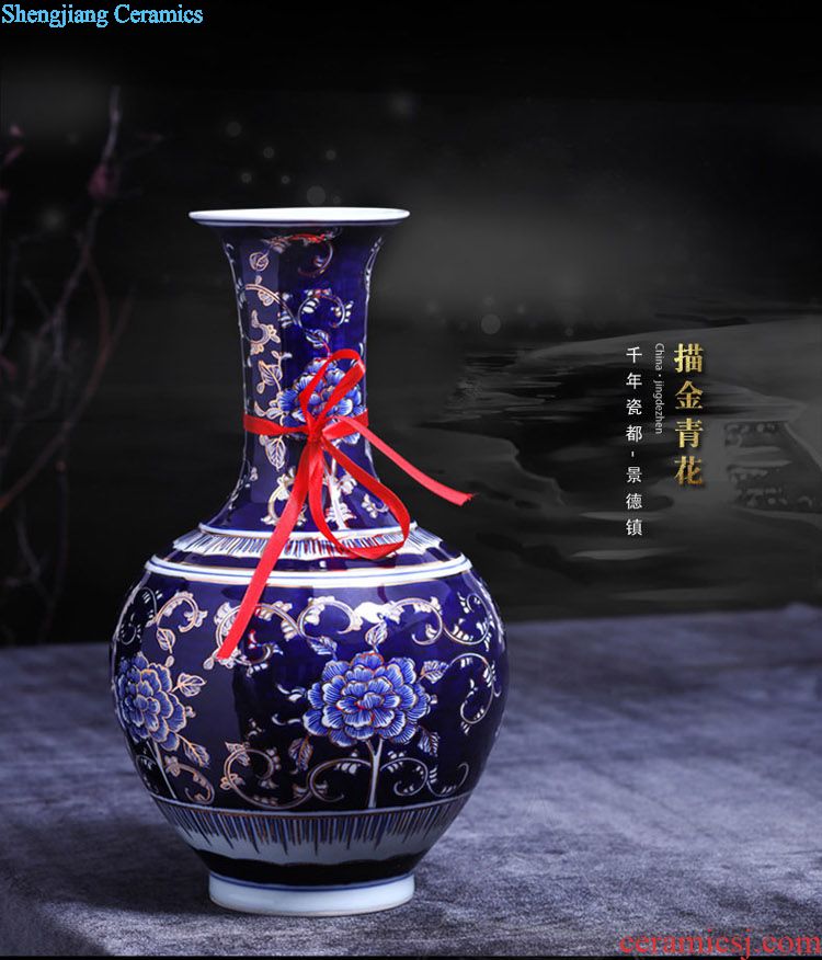 Jingdezhen ceramic handicraft ceramic landscape of large blue and white porcelain vase sitting room home decoration porcelain furnishing articles