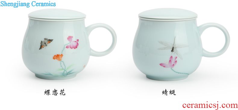 Three frequently hall hand-painted pastel sea points of tea ware jingdezhen ceramic tea tea set fair mug S32009 celadon and cup