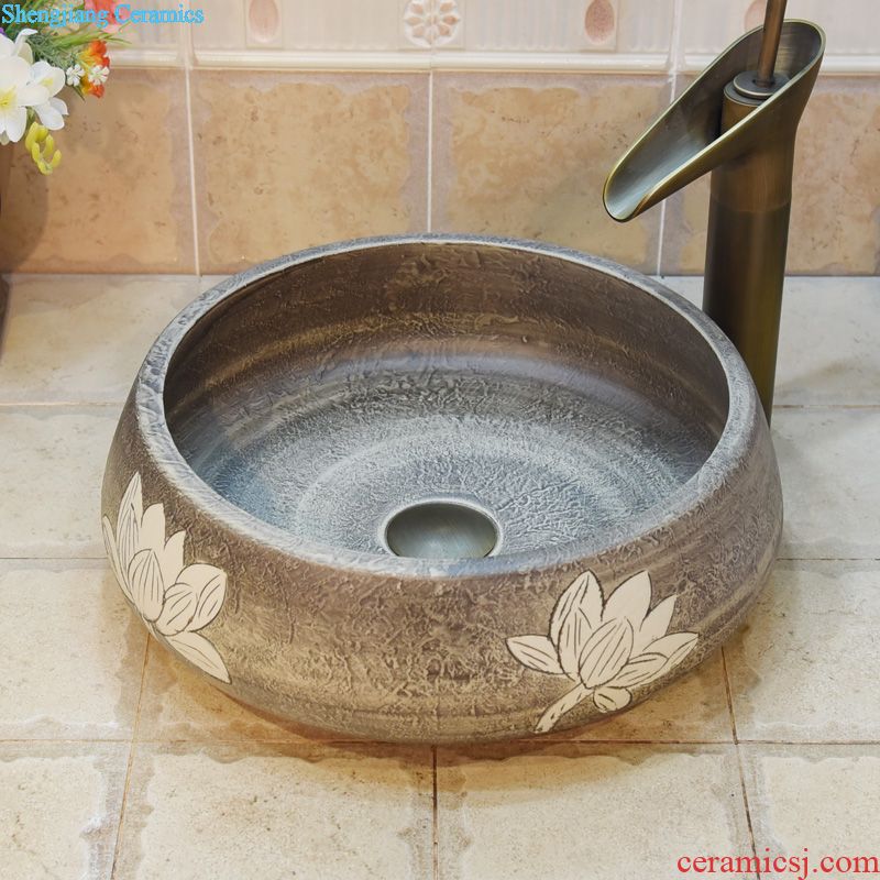 Jingdezhen ceramic basin basin lavatory basin basin sink art stage oval with black border overflowing