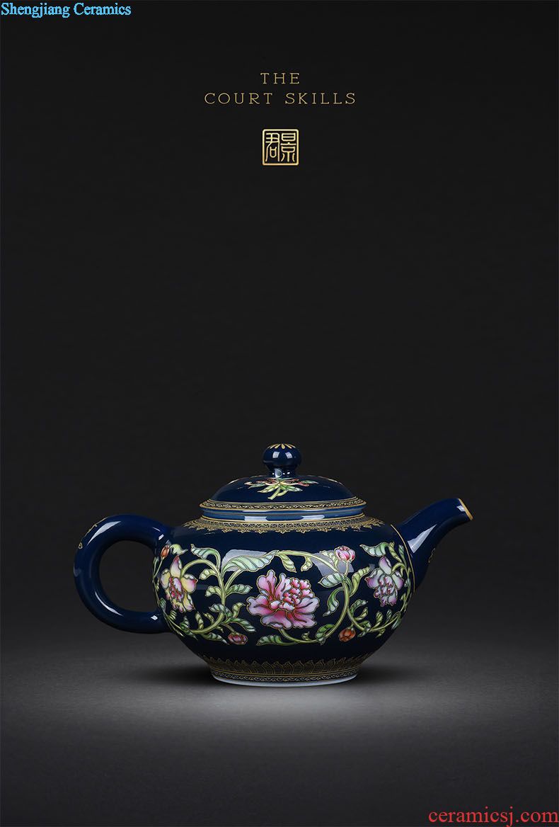 Jingdezhen hand-painted enamel teapot JingJun bound branches like a teapot kung fu tea pot home little teapot