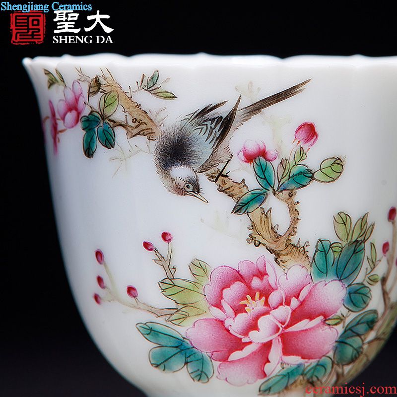 Sample tea cup of jingdezhen ceramic hand-painted pastel "tiger mountain" personal cup all hand tea kungfu tea cups