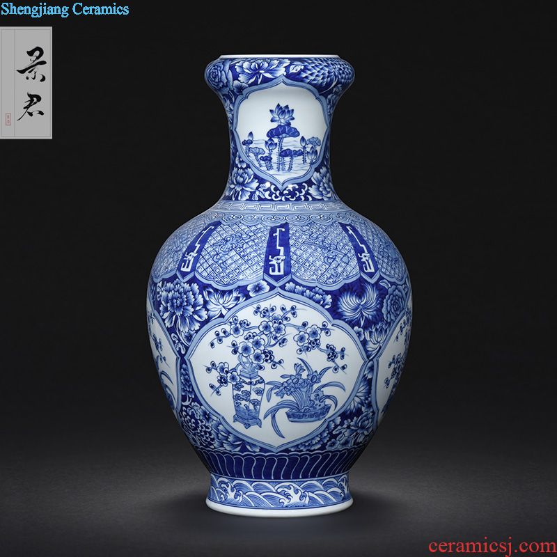 Hand-painted JingJun jingdezhen ceramics crafts are blue and white porcelain vases, flower arrangement sitting room of Chinese style household decorations