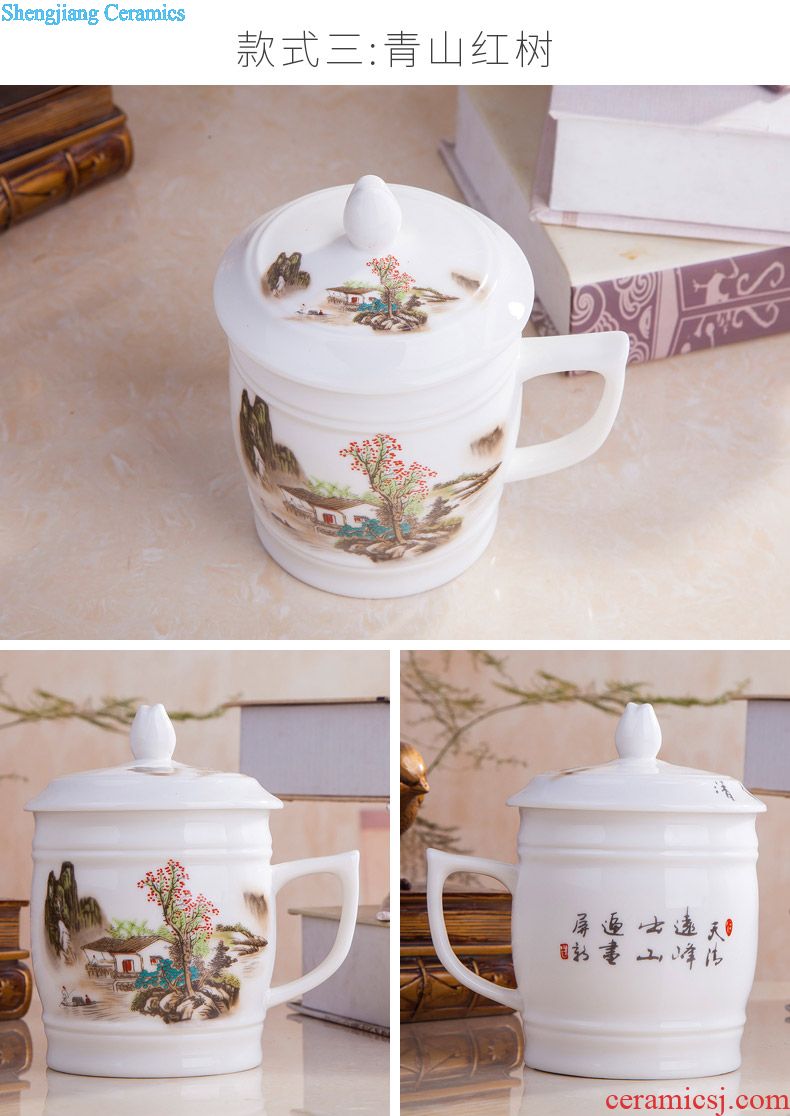 Porcelain jingdezhen ceramic large glass tea cup to drink cup tea cups with cover cup home office