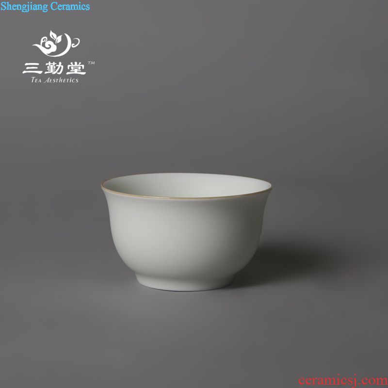 Kung fu tea cups sample tea cup three frequently hall jingdezhen tea set ceramic cup individual small single cup S42216 celadon host