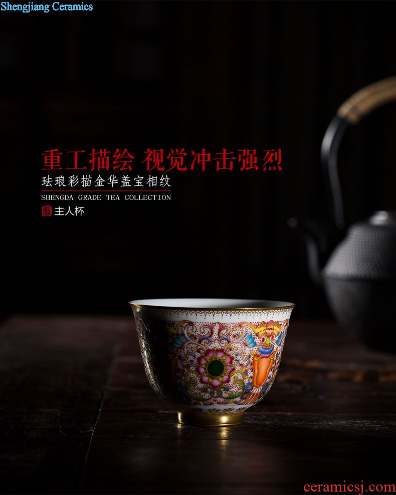 Holy big ceramic kung fu tea master cup hand-painted pastel poetic landscape six-party cup jingdezhen tea sample tea cup