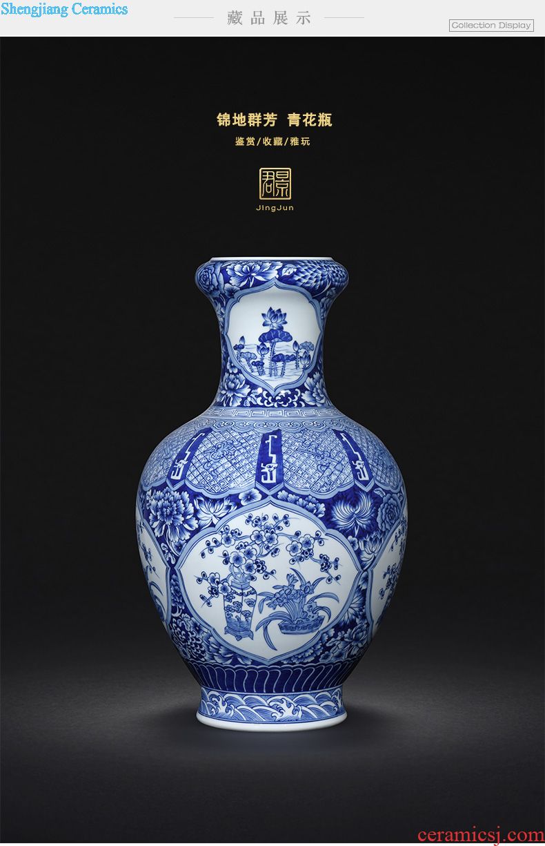 Hand-painted JingJun jingdezhen ceramics crafts are blue and white porcelain vases, flower arrangement sitting room of Chinese style household decorations