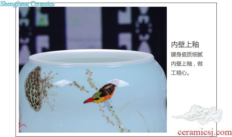 Jingdezhen ceramic hand-painted caddy large puer tea pot box general household handmade quality restoring ancient ways