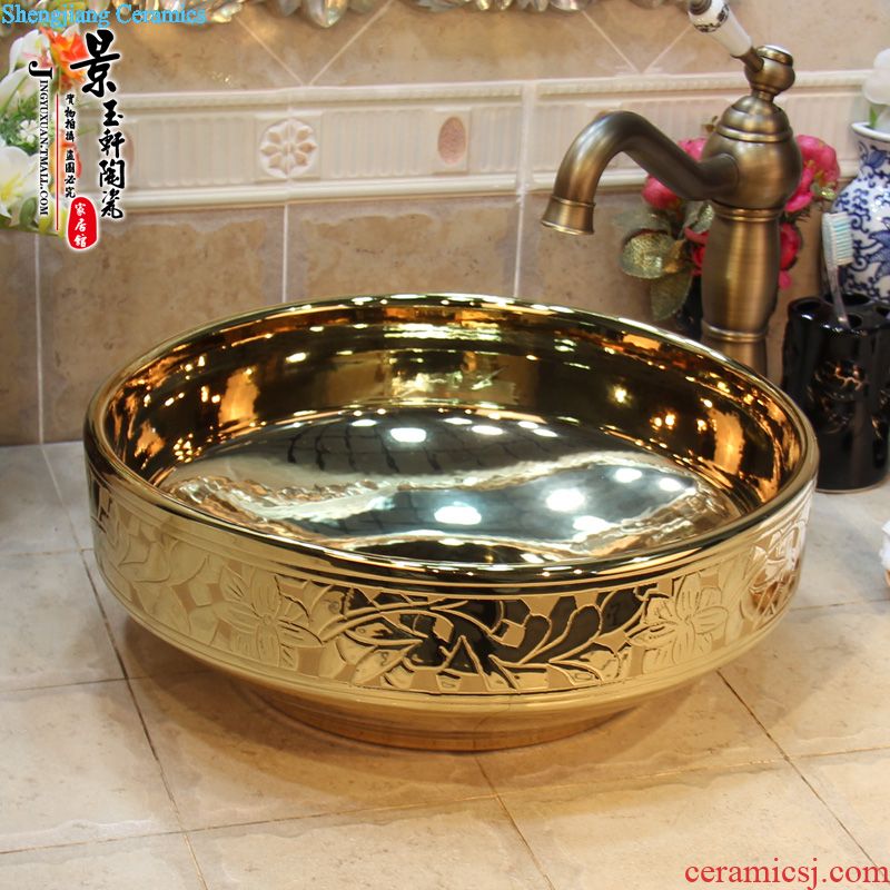 Jingdezhen ceramic stage basin to lavatory basin art imitation marble square has a tap hole 324 d 4