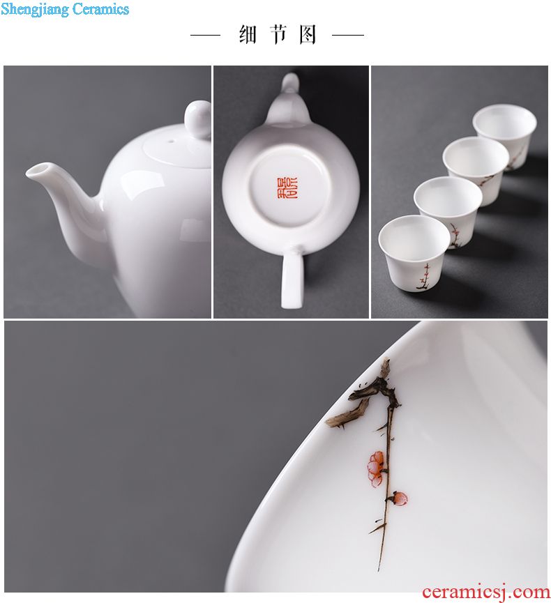 Jingdezhen ceramic kung fu tea tureen pure manual hand draw three cups to tureen tea bowl GaiWanCha cups