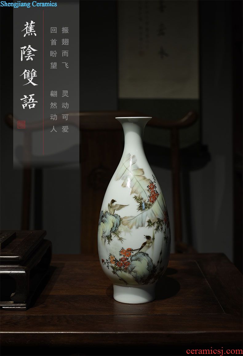 Master of jingdezhen ceramics hand-painted famille rose porcelain plate decoration "lotus pond qing boring" wall hanging a box