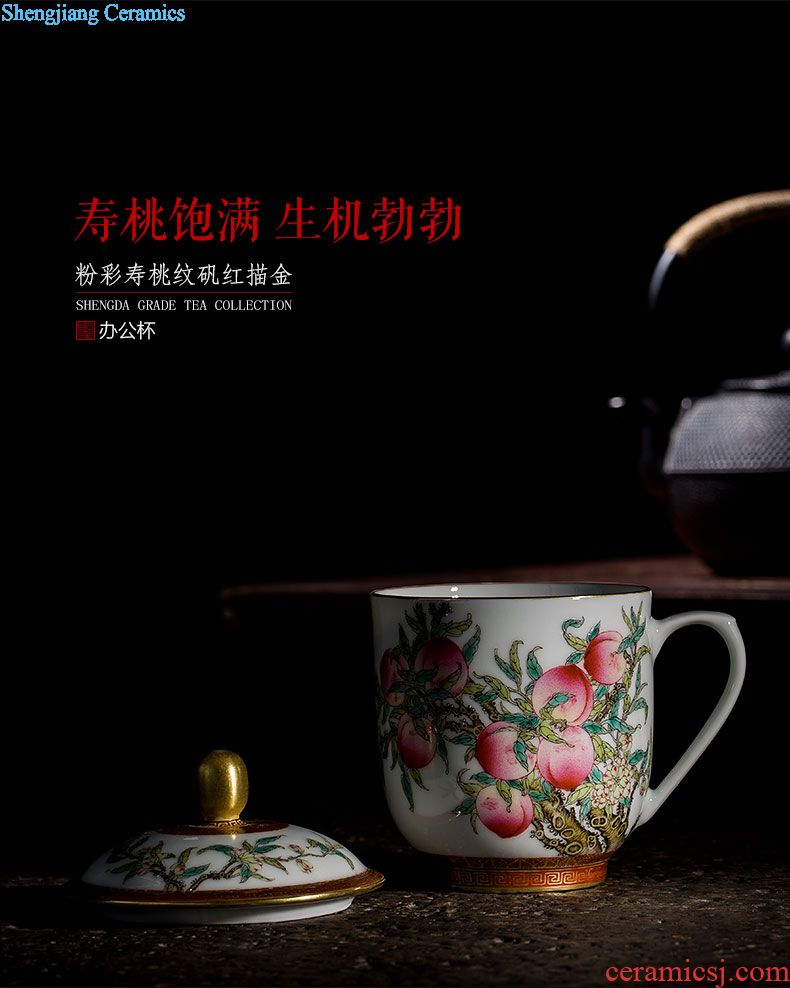 The big blue and white and exquisite live with cover handle office cup hand-painted ceramic tea cup all hand of jingdezhen tea service