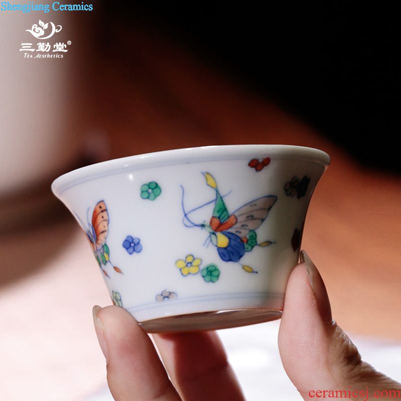 Three frequently cup saucer dish Jingdezhen ceramic cup mat tea ceremony parts S04012 high-white porcelain teacup