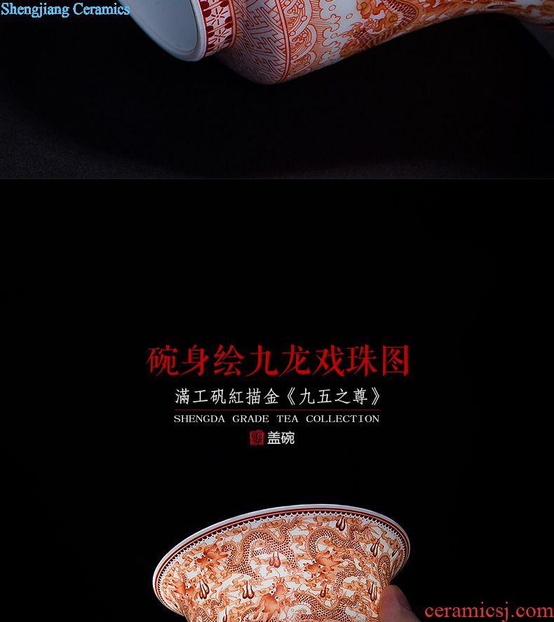 Santa jingdezhen all handmade ceramic sample tea cup hand-painted pastel pine crane master cup kung fu tea tea cup