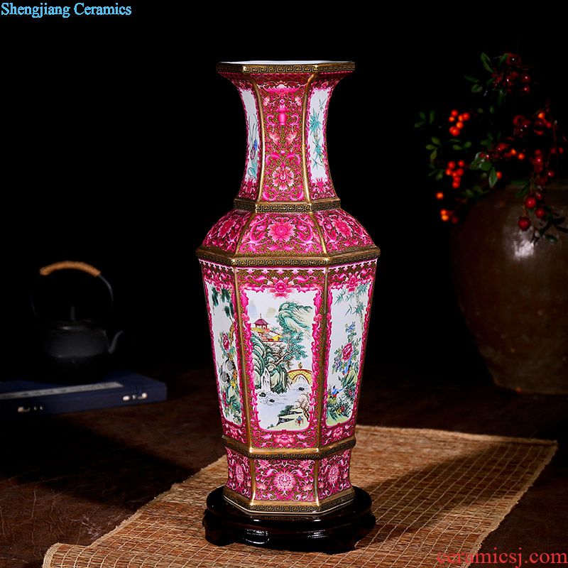 Jingdezhen ceramic antique vase of flowers and birds kiln furnishing articles housewarming flower arranging european-style landing crafts sitting room