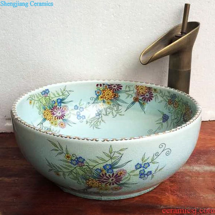 Jingdezhen JingYuXuan blue and white dream hibiscus flower pot basin of the basin that wash a face with oval frame art ceramic POTS