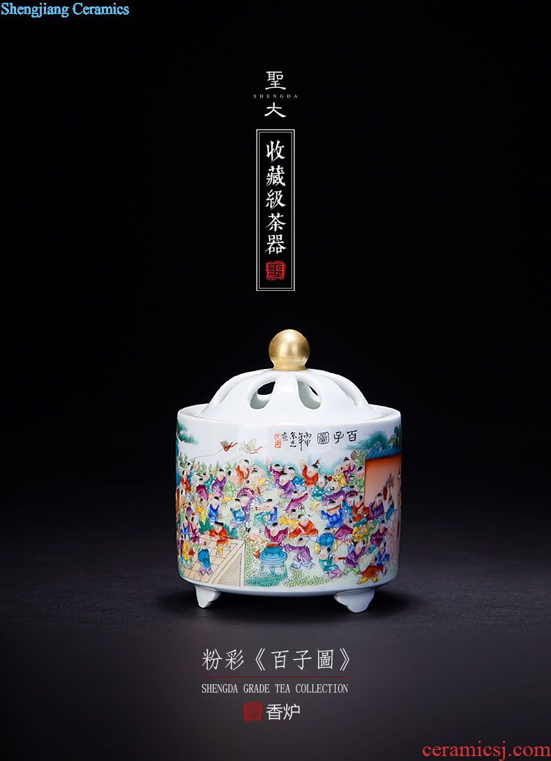Holy big ceramic tea pot hand-painted jingdezhen blue and white color bucket sealing storage POTS manual kung fu tea accessories