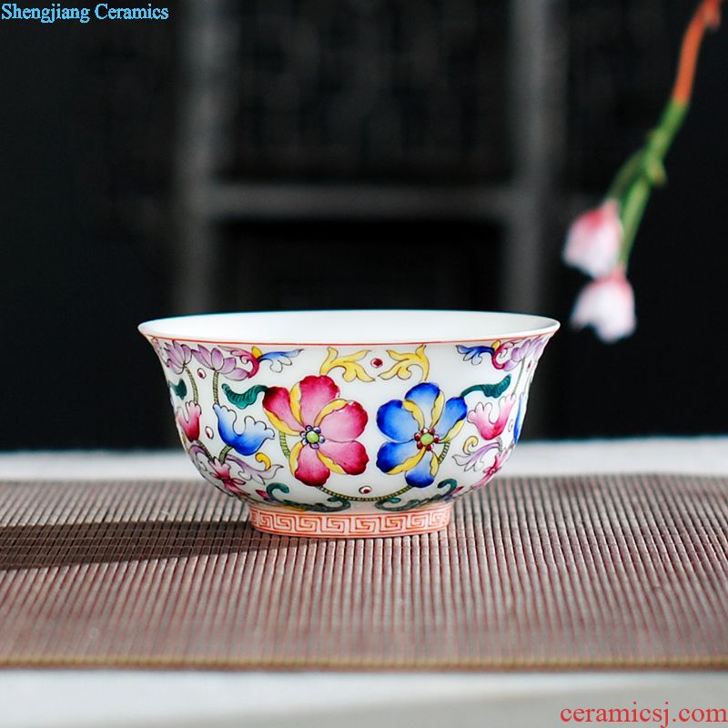 Jingdezhen tea masters cup ceramic kung fu tea cup Hand painted colored enamel cups individual sample tea cup