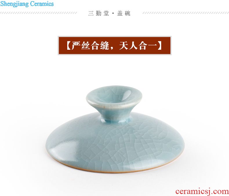 Three frequently hall your kiln tureen Only three cups of jingdezhen ceramic kung fu tea tea ware worship bowl S14001