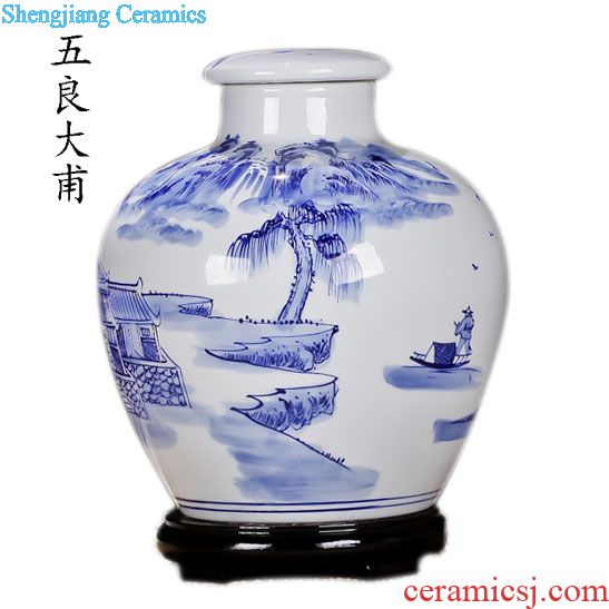 Ceramic ricer box barrel Jingdezhen ceramic tank at the end of the tea tea urn storage cylinder 50 kg decoration storage tank