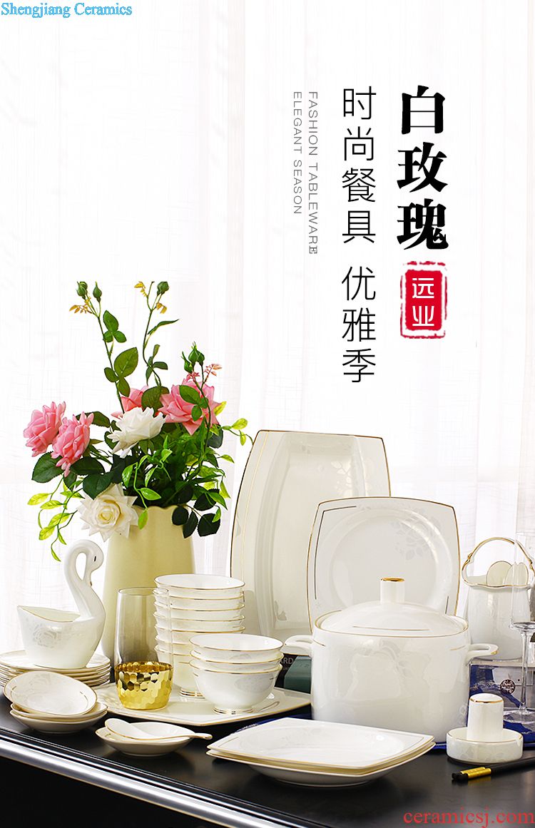 The dishes suit household jingdezhen high-grade bone China tableware suit Simple dishes chopsticks continental China