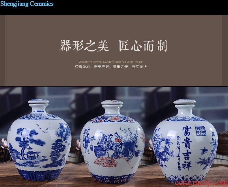 Jingdezhen ceramic 5 jins of 10 jins bottle jars wine storage sealed medicine five jin wine jar of wine collection