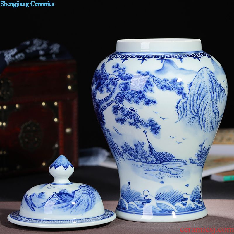 Jingdezhen blue and white porcelain ceramic antique wall plate painting decorations hanging dish furnishing articles housewarming gift process