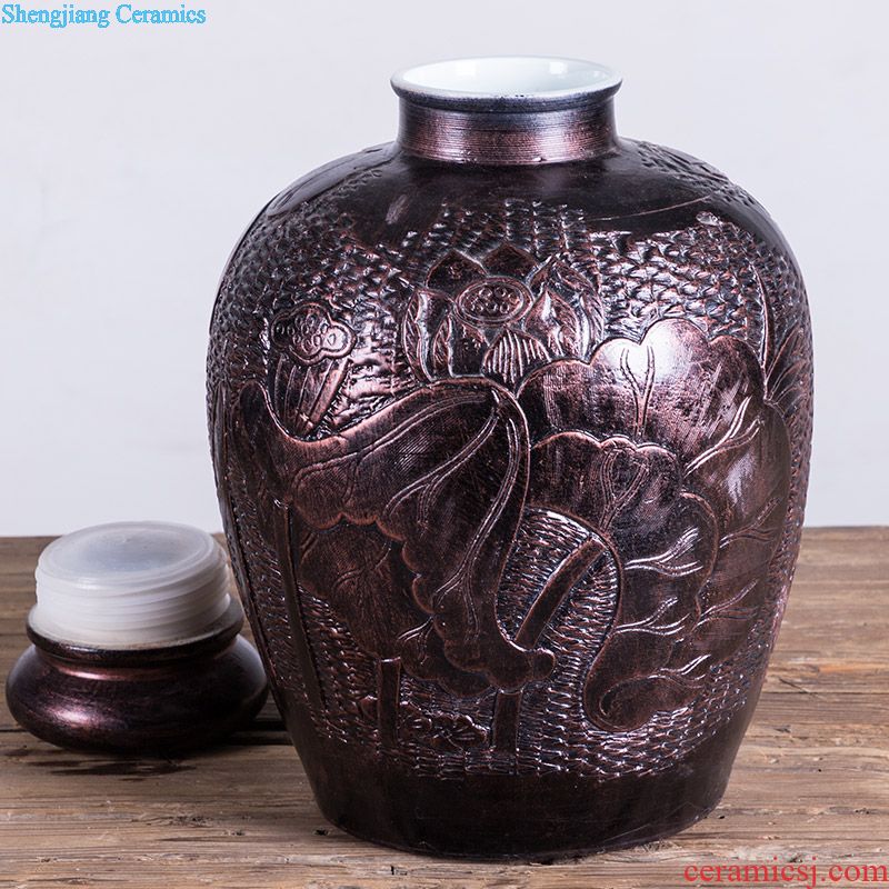Hand-painted ceramic wine jars home with leading 20 jins 30 jins put bubble tank sealing cylinder oil bottle hold cans
