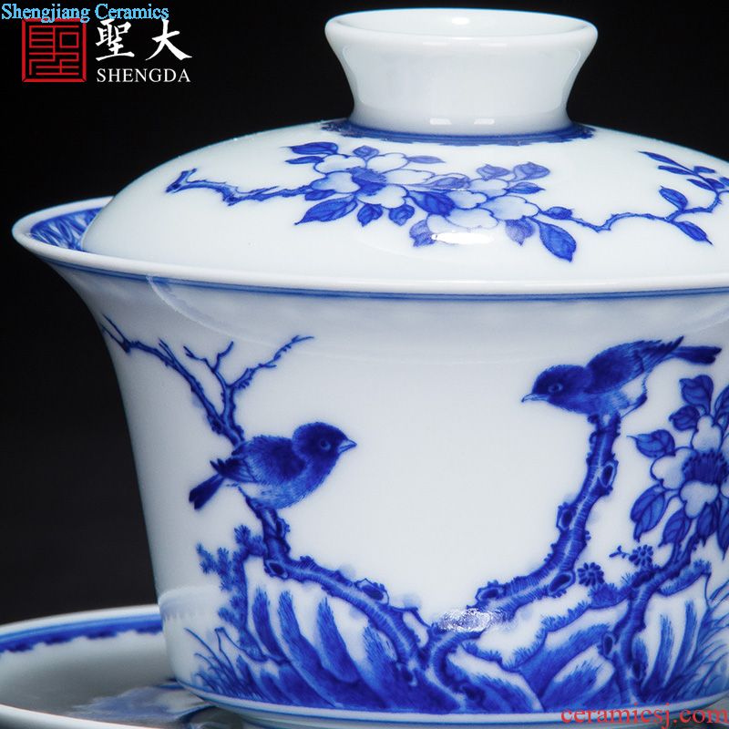 Holy big ceramic kung fu tea master cup hand-painted pastel poetic landscape six-party cup jingdezhen tea sample tea cup