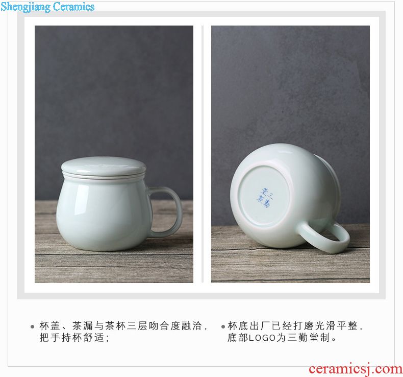 Three frequently hall sample tea cup of jingdezhen ceramic kung fu tea set celadon noggin master cup single cup tea pu-erh tea