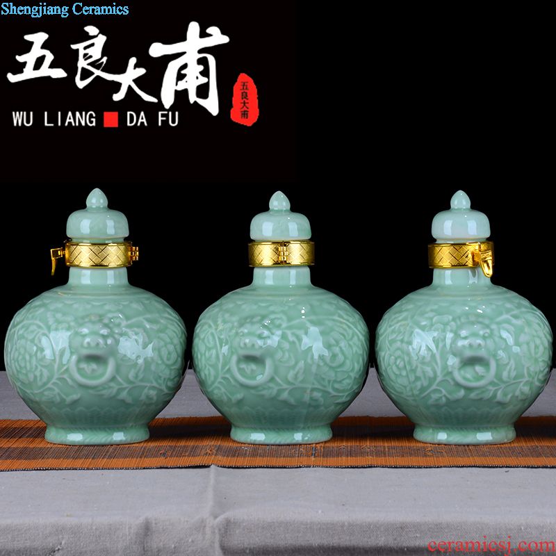 Black glaze ceramic bottle 1 catty 2 jins 5 jins of 10 jins bottles little jars Straight sealed bottles White wine bottles