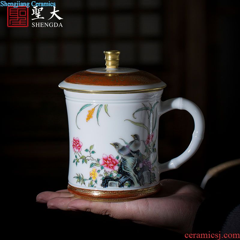 The big three to blue and white chrysanthemum tureen hand-painted ceramic large butterfly tattoo all hand jingdezhen kung fu tea tea bowl