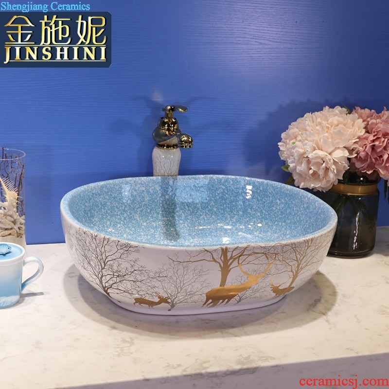 Retro ceramic toilet wash basin The stage basin sink European small household art basin of creative circle