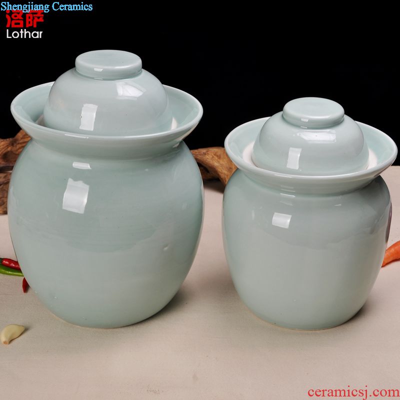 Jingdezhen ceramic jar keep it sealed aged 30 jin wine GuanPing white bubble jars of household