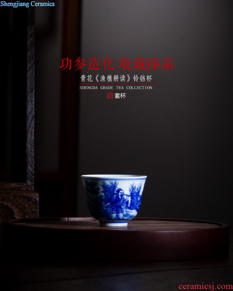 Holy big cup sample tea cup hand-painted ceramic kungfu goose on the bell cup full of blue and white porcelain jingdezhen tea by hand