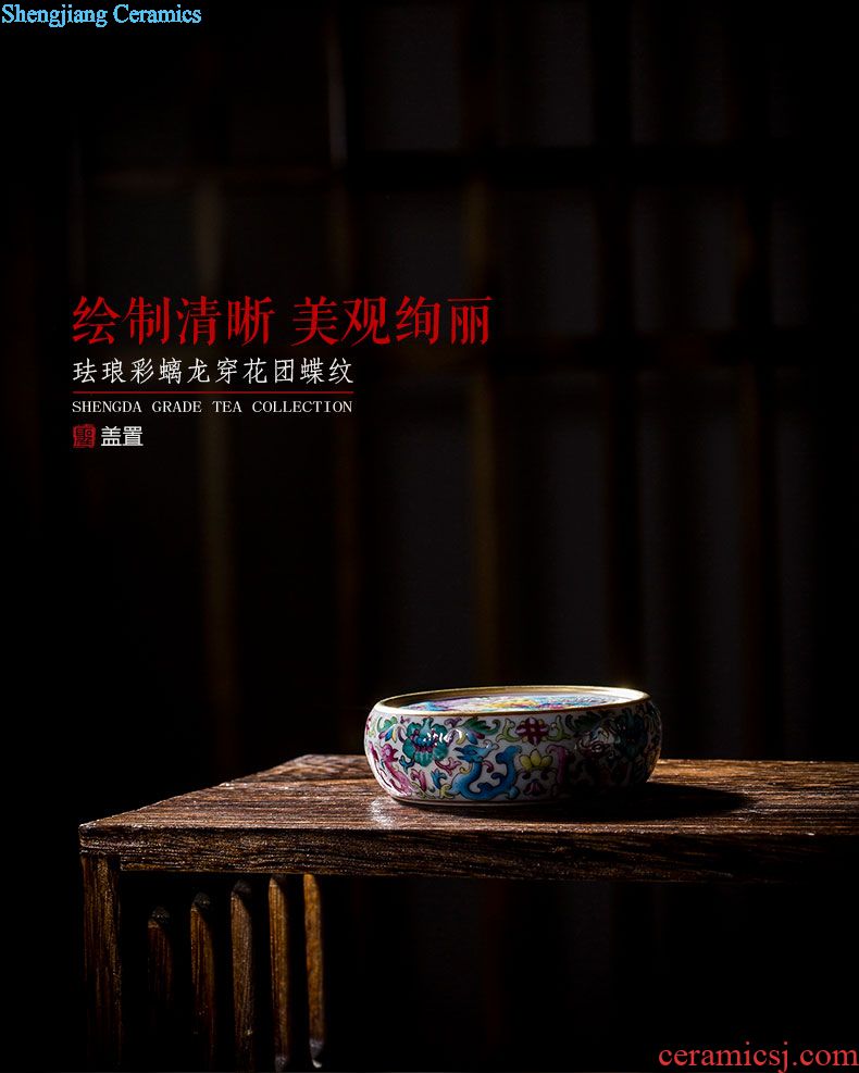 The big four omen inkpad box of jingdezhen ceramic yellow colored enamel bound to branch flowers butterfly tattoo ink pad