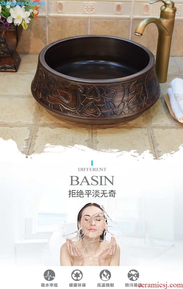 JingYuXuan jingdezhen ceramic lavatory sink basin basin art stage basin straw jump cut threads