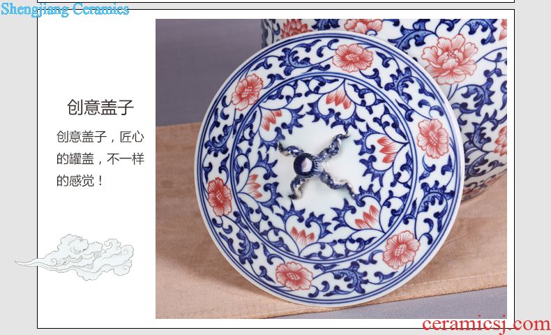 Jingdezhen ceramic POTS of tea pot, box seal storage tank of blue and white porcelain household storage POTS