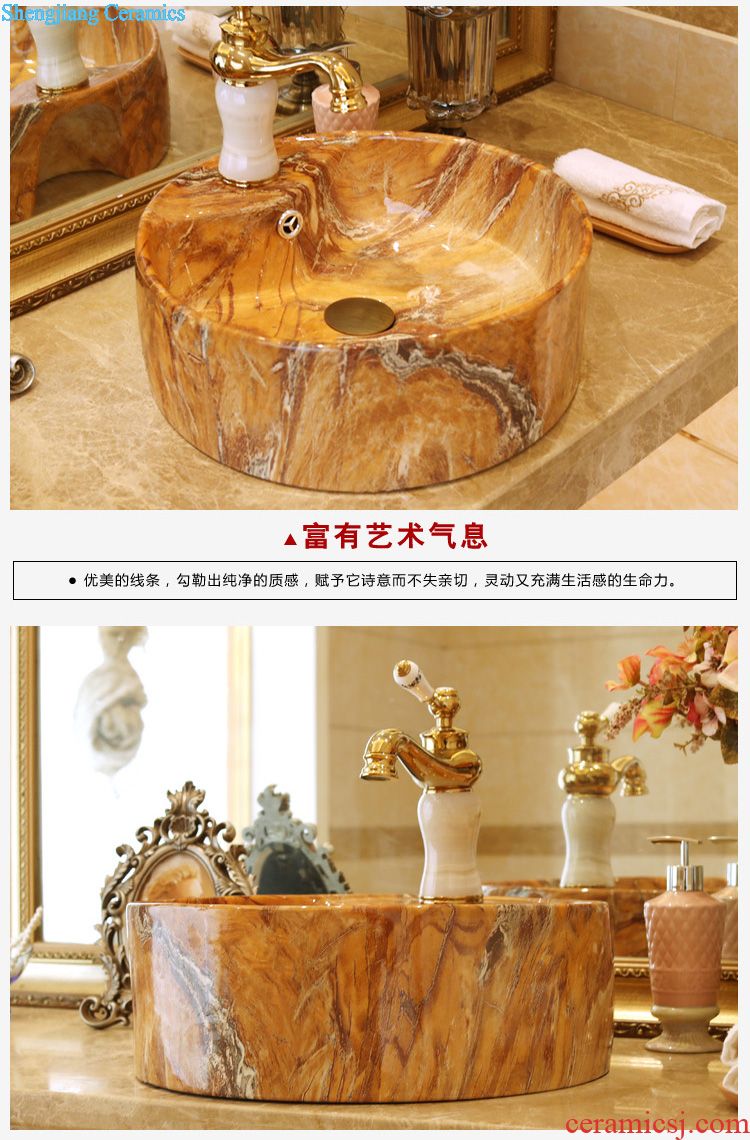 Jingdezhen ceramic art basin bathroom sinks on the basin that wash a face basin to hand gold-plated admiralty carve patterns or designs on woodwork