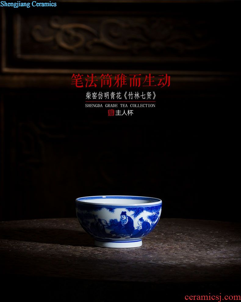 Santa teacups hand-painted wufu ceramics kung fu figure large bowl full manual tiger glass of jingdezhen tea service master