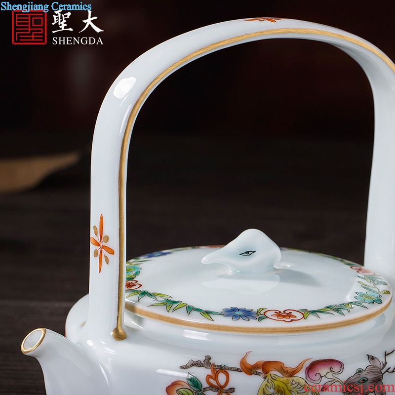 Holy big teapot hand-painted ceramic curios kung fu heavy new colors in the snow solitary males teapot single pot of jingdezhen tea service