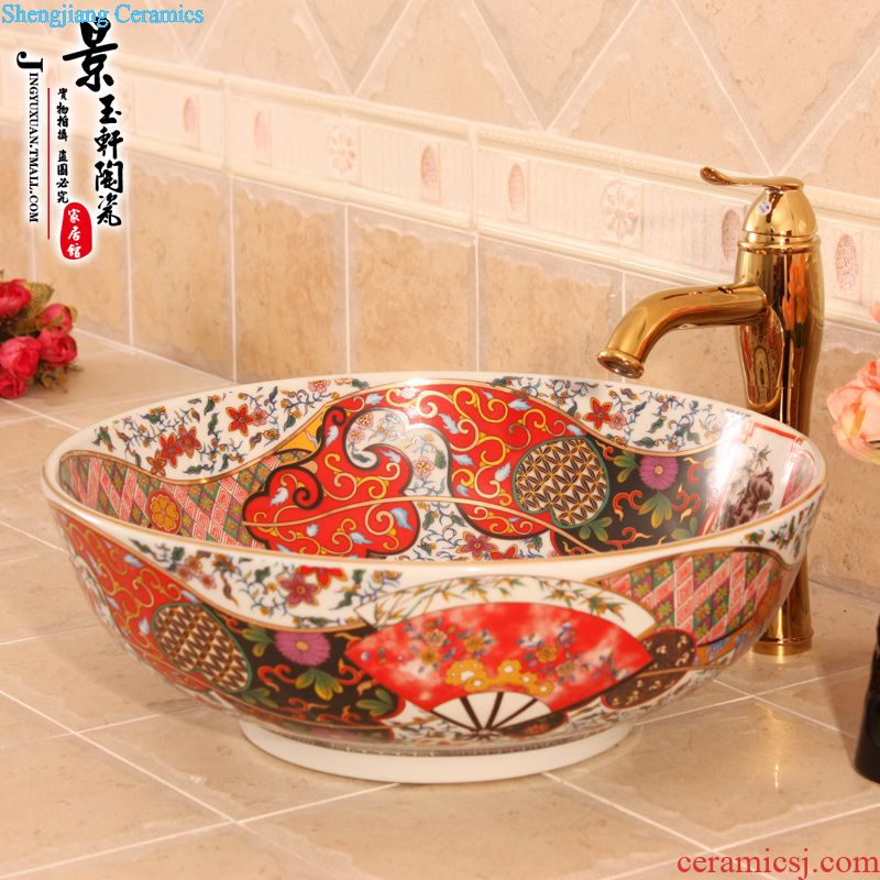 Jingdezhen JingYuXuan ceramic wash basin stage basin sink basin basin basin drum-shaped floral art