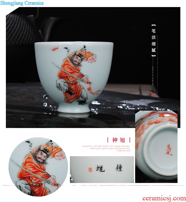 Jingdezhen tea master cup single cup hand-painted ceramic sample tea cup individual cup blue open hall tea powder enamel