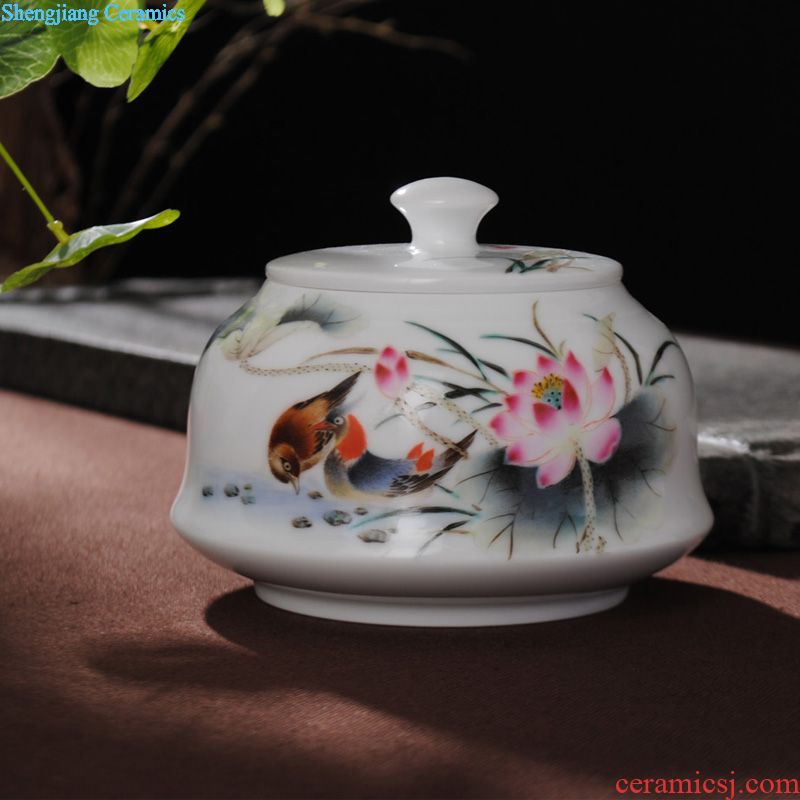 Jingdezhen ceramic tureen hand-painted scenery bowl kung fu tea set manual blue three cups to bowl to bowl