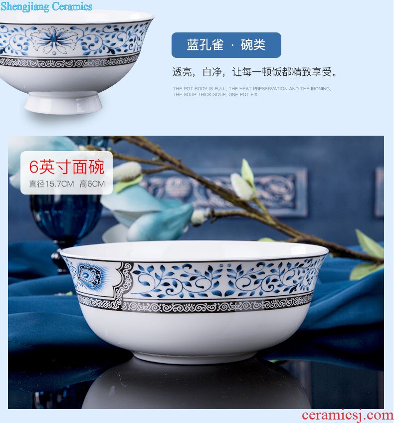 Jingdezhen high-grade bone China tableware suit Chinese colored enamel royal household tableware luxurious dishes suit with a gift