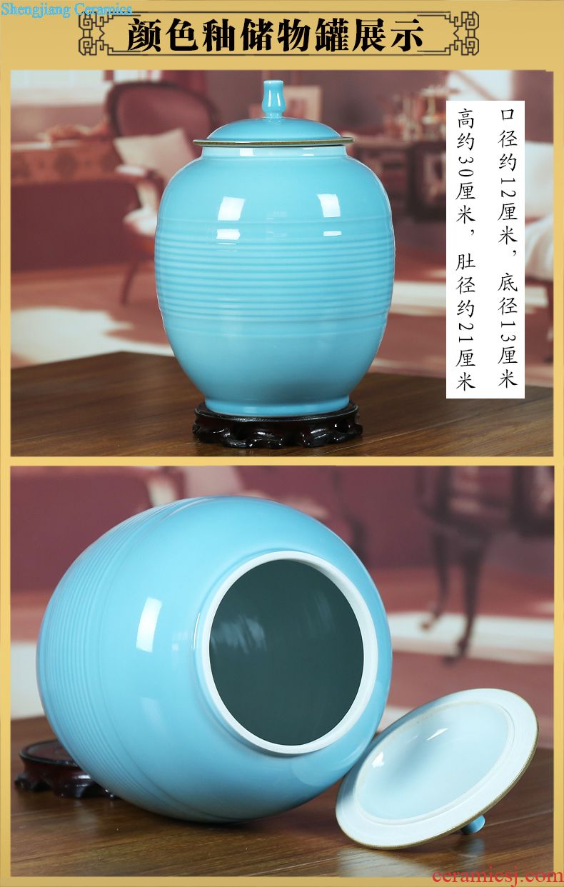 Jingdezhen blue and white ceramics storage tank caddy contracted sitting room adornment of modern household handicraft furnishing articles