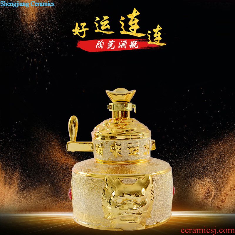 Jingdezhen hand-painted ceramic barrel 50 kg household 100 jins piggy bank kimchi cylinder packaging jars container
