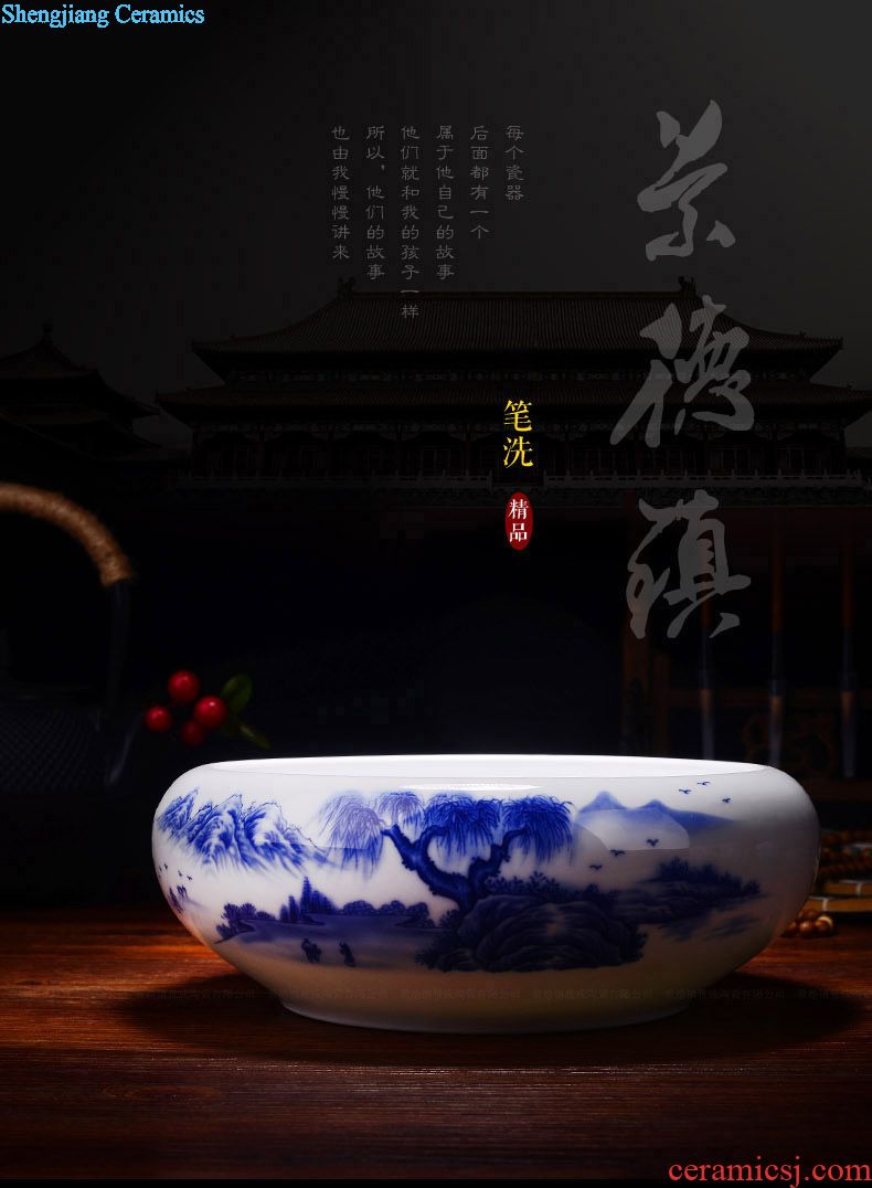 Jingdezhen ceramics retro blue porcelain vase manual creative contemporary sitting room adornment do old pottery